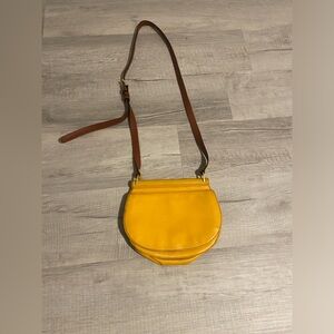 Vera Bradley Sidesaddle Crossbody Yellow Leather Crossbody Bag